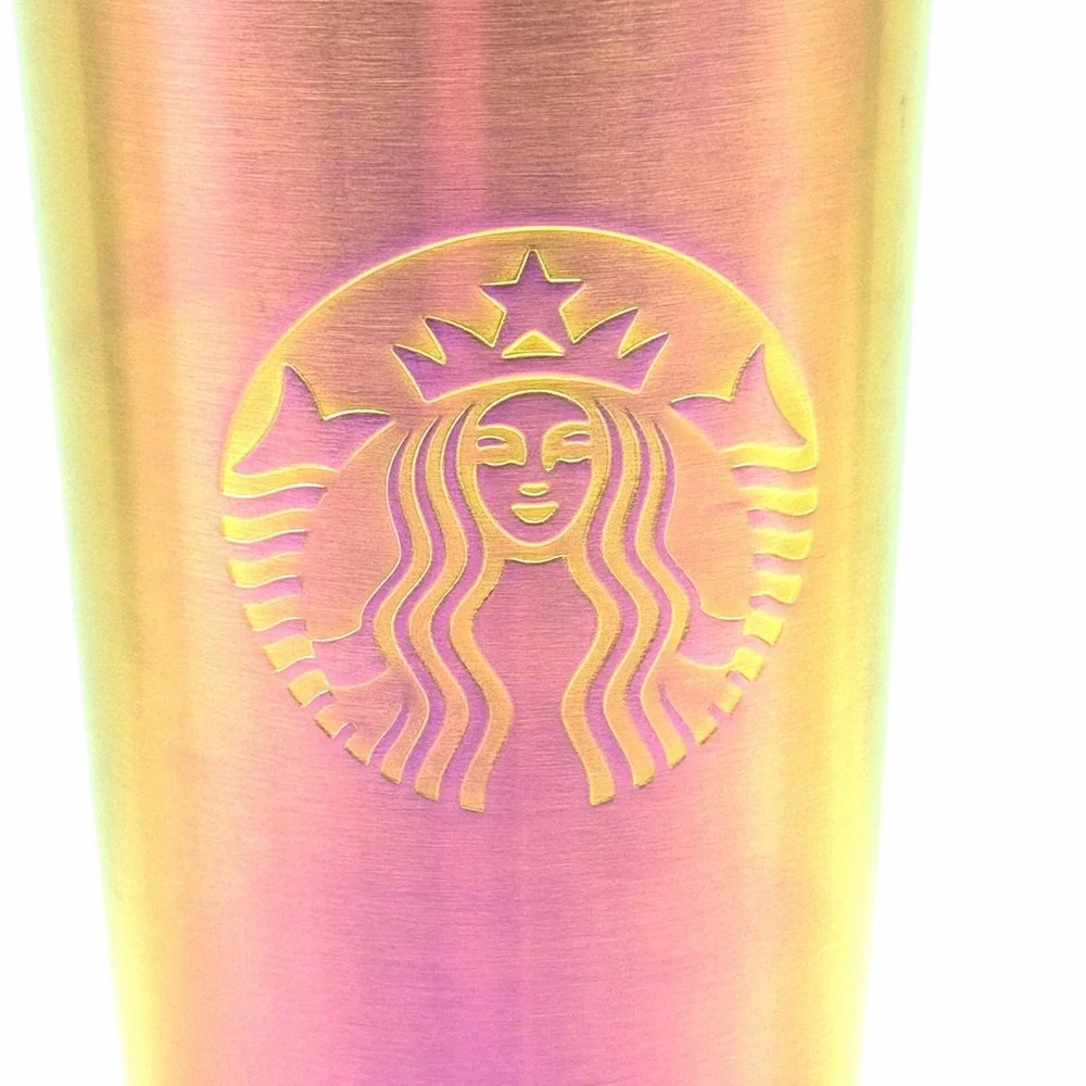 Starbucks 24oz Iridescent Stainless Steel Cold Cup Tumbler‎ Venti with Straw